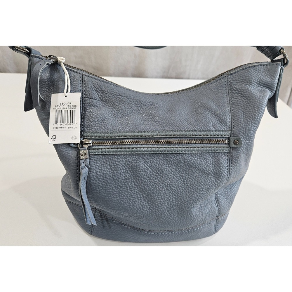 NWT The Sak Blue Pebbled Leather Hobo Shoulder Bag Slouchy Multi Pocket Zip - Picture 1 of 10